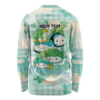 Personalized Japanese Kawaii Sushi Long Sleeve Shirt Green Wagara Palaka This Is How I Roll - Wonder Print Shop
