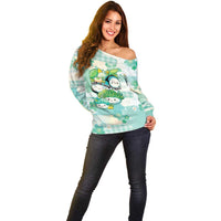 Personalized Japanese Kawaii Sushi Off Shoulder Sweater Green Wagara Palaka This Is How I Roll - Wonder Print Shop