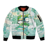 Personalized Japanese Kawaii Sushi Sleeve Zip Bomber Jacket Green Wagara Palaka This Is How I Roll - Wonder Print Shop