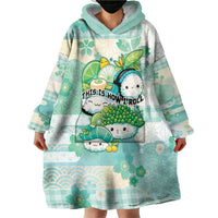 Personalized Japanese Kawaii Sushi Wearable Blanket Hoodie Green Wagara Palaka This Is How I Roll - Wonder Print Shop