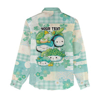 Personalized Japanese Kawaii Sushi Women Casual Shirt Green Wagara Palaka This Is How I Roll - Wonder Print Shop