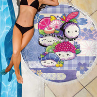 Japanese Kawaii Sushi Beach Blanket Blue Wagara Palaka This Is How I Roll - Wonder Print Shop