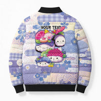 Personalized Japanese Kawaii Sushi Bomber Puffer Jacket Blue Wagara Palaka This Is How I Roll - Wonder Print Shop
