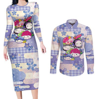 Personalized Japanese Kawaii Sushi Couples Matching Long Sleeve Bodycon Dress and Long Sleeve Button Shirt Blue Wagara Palaka This Is How I Roll - Wonder Print Shop
