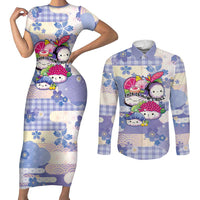 Personalized Japanese Kawaii Sushi Couples Matching Short Sleeve Bodycon Dress and Long Sleeve Button Shirt Blue Wagara Palaka This Is How I Roll - Wonder Print Shop