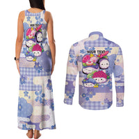 Personalized Japanese Kawaii Sushi Couples Matching Tank Maxi Dress and Long Sleeve Button Shirt Blue Wagara Palaka This Is How I Roll - Wonder Print Shop