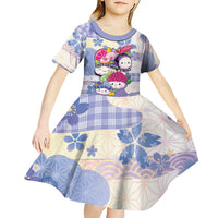 Personalized Japanese Kawaii Sushi Kid Short Sleeve Dress Blue Wagara Palaka This Is How I Roll - Wonder Print Shop