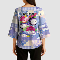 Personalized Japanese Kawaii Sushi Kimono Sleeve Blouse Blue Wagara Palaka This Is How I Roll - Wonder Print Shop