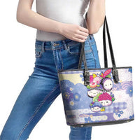 Japanese Kawaii Sushi Leather Tote Bag Blue Wagara Palaka This Is How I Roll - Wonder Print Shop