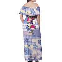 Personalized Japanese Kawaii Sushi Off Shoulder Maxi Dress Blue Wagara Palaka This Is How I Roll - Wonder Print Shop