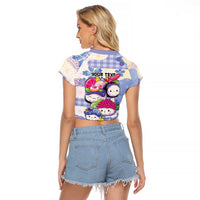 Personalized Japanese Kawaii Sushi Raglan Cropped T Shirt Blue Wagara Palaka This Is How I Roll - Wonder Print Shop