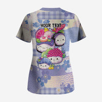 Personalized Japanese Kawaii Sushi Scrub Top Blue Wagara Palaka This Is How I Roll - Wonder Print Shop