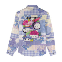 Personalized Japanese Kawaii Sushi Women Casual Shirt Blue Wagara Palaka This Is How I Roll - Wonder Print Shop