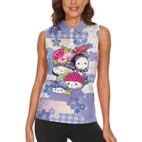 Personalized Japanese Kawaii Sushi Women Sleeveless Polo Shirt Blue Wagara Palaka This Is How I Roll - Wonder Print Shop