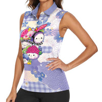 Personalized Japanese Kawaii Sushi Women Sleeveless Polo Shirt Blue Wagara Palaka This Is How I Roll - Wonder Print Shop