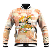 Personalized Japanese Kawaii Sushi Baseball Jacket Peach Wagara Palaka This Is How I Roll - Wonder Print Shop