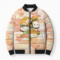 Personalized Japanese Kawaii Sushi Bomber Puffer Jacket Peach Wagara Palaka This Is How I Roll - Wonder Print Shop