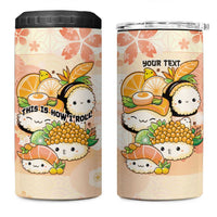 Personalized Japanese Kawaii Sushi 4 in 1 Can Cooler Tumbler Peach Wagara Palaka This Is How I Roll - Wonder Print Shop