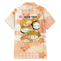 Personalized Japanese Kawaii Sushi Family Matching Off The Shoulder Long Sleeve Dress and Hawaiian Shirt Peach Wagara Palaka This Is How I Roll