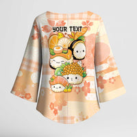 Personalized Japanese Kawaii Sushi Kimono Sleeve Blouse Peach Wagara Palaka This Is How I Roll - Wonder Print Shop