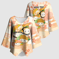 Personalized Japanese Kawaii Sushi Kimono Sleeve Blouse Peach Wagara Palaka This Is How I Roll - Wonder Print Shop
