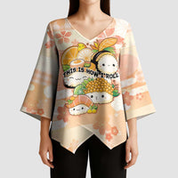 Personalized Japanese Kawaii Sushi Kimono Sleeve Blouse Peach Wagara Palaka This Is How I Roll - Wonder Print Shop