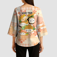 Personalized Japanese Kawaii Sushi Kimono Sleeve Blouse Peach Wagara Palaka This Is How I Roll - Wonder Print Shop