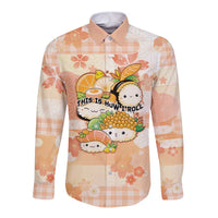Personalized Japanese Kawaii Sushi Long Sleeve Button Shirt Peach Wagara Palaka This Is How I Roll - Wonder Print Shop