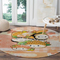 Japanese Kawaii Sushi Round Carpet Peach Wagara Palaka This Is How I Roll - Wonder Print Shop