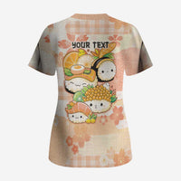 Personalized Japanese Kawaii Sushi Scrub Top Peach Wagara Palaka This Is How I Roll - Wonder Print Shop
