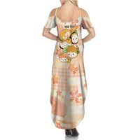 Personalized Japanese Kawaii Sushi Summer Maxi Dress Peach Wagara Palaka This Is How I Roll - Wonder Print Shop
