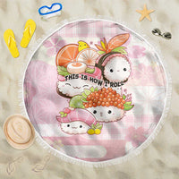Japanese Kawaii Sushi Beach Blanket Pink Wagara Palaka This Is How I Roll - Wonder Print Shop