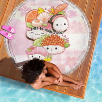 Japanese Kawaii Sushi Beach Blanket Pink Wagara Palaka This Is How I Roll - Wonder Print Shop