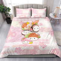 Japanese Kawaii Sushi Bedding Set Pink Wagara Palaka This Is How I Roll - Wonder Print Shop