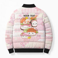 Personalized Japanese Kawaii Sushi Bomber Puffer Jacket Pink Wagara Palaka This Is How I Roll - Wonder Print Shop