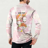Personalized Japanese Kawaii Sushi Button Sweatshirt Pink Wagara Palaka This Is How I Roll - Wonder Print Shop