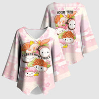 Personalized Japanese Kawaii Sushi Kimono Sleeve Blouse Pink Wagara Palaka This Is How I Roll - Wonder Print Shop