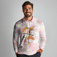 Personalized Japanese Kawaii Sushi Long Sleeve Polo Shirt Pink Wagara Palaka This Is How I Roll - Wonder Print Shop