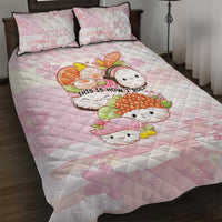 Japanese Kawaii Sushi Quilt Bed Set Pink Wagara Palaka This Is How I Roll - Wonder Print Shop