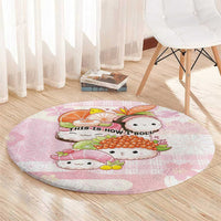 Japanese Kawaii Sushi Round Carpet Pink Wagara Palaka This Is How I Roll - Wonder Print Shop