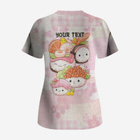 Personalized Japanese Kawaii Sushi Scrub Top Pink Wagara Palaka This Is How I Roll - Wonder Print Shop