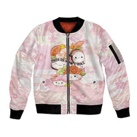 Personalized Japanese Kawaii Sushi Sleeve Zip Bomber Jacket Pink Wagara Palaka This Is How I Roll - Wonder Print Shop