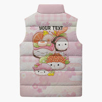 Personalized Japanese Kawaii Sushi Sleeveless Puffer Jacket Pink Wagara Palaka This Is How I Roll - Wonder Print Shop