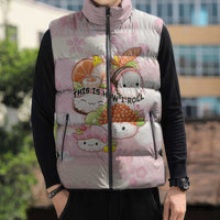 Personalized Japanese Kawaii Sushi Sleeveless Puffer Jacket Pink Wagara Palaka This Is How I Roll - Wonder Print Shop