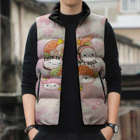 Personalized Japanese Kawaii Sushi Sleeveless Puffer Jacket Pink Wagara Palaka This Is How I Roll - Wonder Print Shop