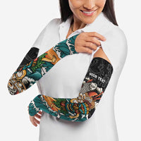 Personalized Japanese Koi Fish Ramen Arm Sleeves Tiki Surfing Wagara Hibiscus Pattern - Wonder Print Shop