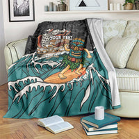 Personalized Japanese Koi Fish Ramen Blanket Tiki Surfing Wagara Hibiscus Pattern - Wonder Print Shop