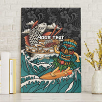 Personalized Japanese Koi Fish Ramen Canvas Wall Art Tiki Surfing Wagara Hibiscus Pattern - Wonder Print Shop