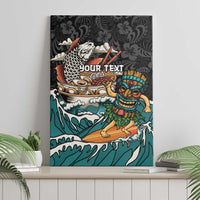 Personalized Japanese Koi Fish Ramen Canvas Wall Art Tiki Surfing Wagara Hibiscus Pattern - Wonder Print Shop