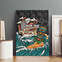 Personalized Japanese Koi Fish Ramen Canvas Wall Art Tiki Surfing Wagara Hibiscus Pattern - Wonder Print Shop